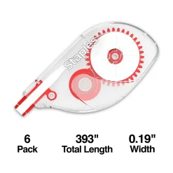 Correction & White-Out|Staples Correction Tape, White, 6/Pack (ST59819)
