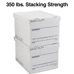 File Storage|Staples Corrugated File Box Lift Off Lid, Letter/Legal Size, White/Black, 20/Pack (3325010/3325007)