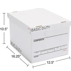 File Storage|Staples Corrugated File Box Lift Off Lid, Letter/Legal Size, White/Black, 20/Pack (3325010/3325007)