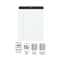 Notepads|Staples Double-Sheet Notepad, 8.5" x 11.75", Letter Size, White, 100 Sheets/Pad (20-244)