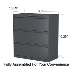 File Cabinets*Staples 3-Drawer Lateral File Cabinet, Letter/Legal Size, Lockable, 40.25