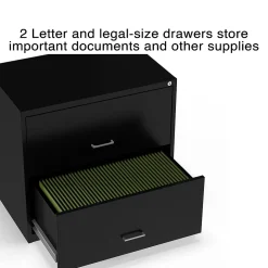 File Cabinets*Staples 2-Drawer Lateral File Cabinet, Letter/Legal Size, Lockable, 27.3