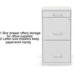 File Cabinets*Staples 3-Drawer Mobile Vertical File Cabinet, Letter Size, Lockable, 26.9"H x 14.3"W x 18.9"D, (ST52144-CC) White