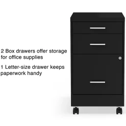 File Cabinets*Staples 3-Drawer Mobile Vertical File Cabinet, Letter Size, Lockable, 25.7"H x 14.3"W x 19.9"D, Black (ST52156-CC)