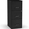 File Cabinets*Staples 3-Drawer Vertical File Cabinet, Letter Size, Lockable, 34.9"H x 14.3"W x 18.9"D, Black (ST52151-CC)