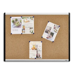 Bulletin*Staples Durable Cork Bulletin Board, Black/Silver Frame, 2' x 1.5' (ST52490-US)