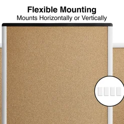 Bulletin*Staples Durable Cork Bulletin Board, Black/Silver Frame, 2' x 1.5' (ST52490-US)