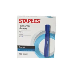 Markers|Staples DuraMark Permanent Markers, Medium Point, Blue, 12/Pack (18890)