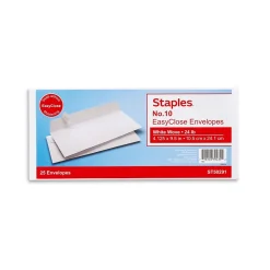 Best Staples EasyClose #10 Business Envelopes, 4 1/8
