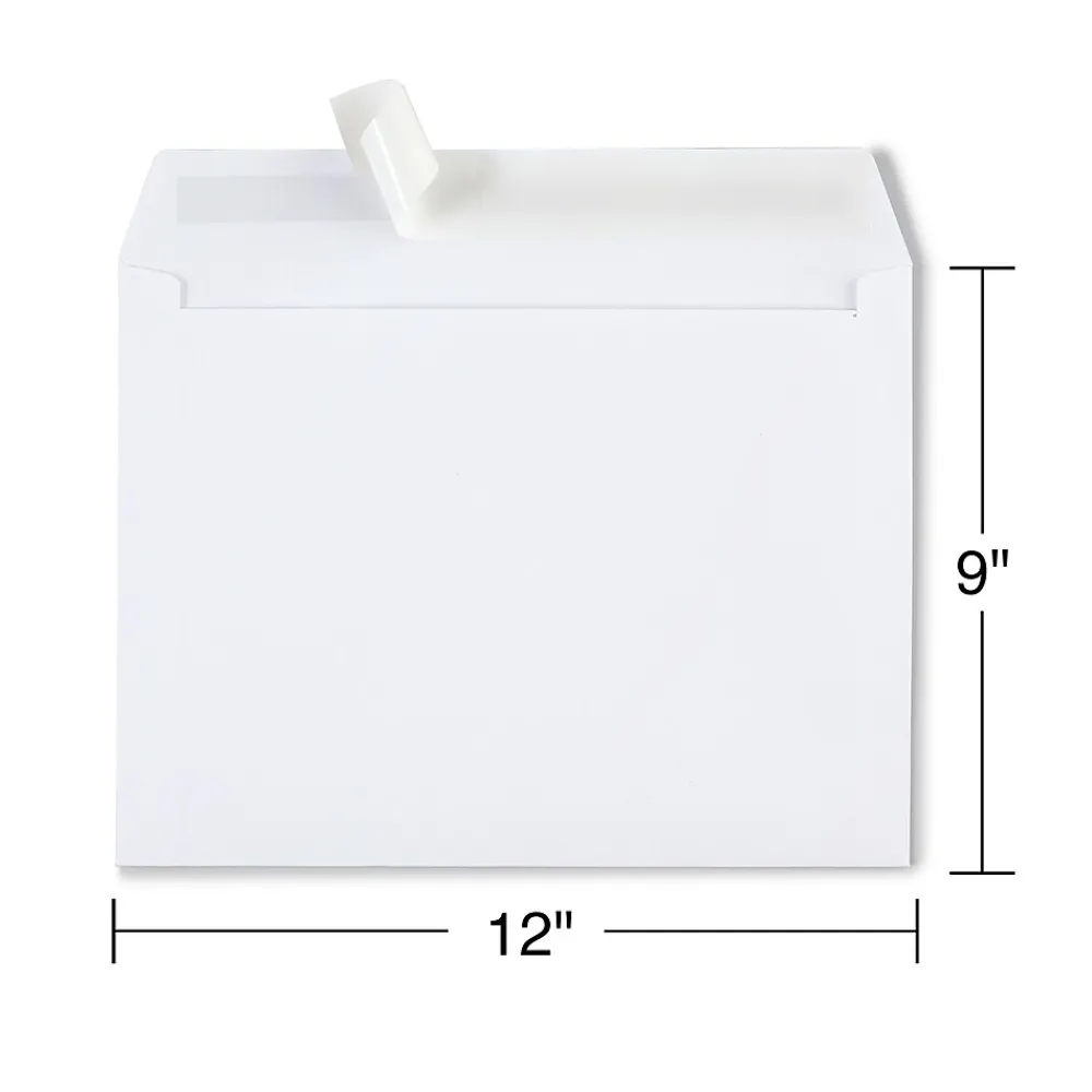 Staples EasyClose Booklet Envelopes, 12"L x 9"H, White, 100/Box (SPL570227)