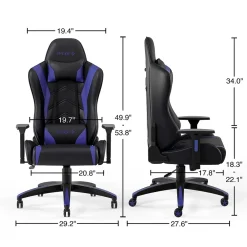 Gaming Chairs*Emerge Staples Vartan Bonded Leather Ergonomic Gaming Chair, Black/Blue (53242V)