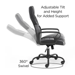 Gaming Chairs*Emerge Staples Vector Luxura Faux Leather Gaming Chair, Black & Gray (61108)