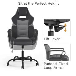 Gaming Chairs*Emerge Staples Vector Luxura Faux Leather Gaming Chair, Black & Gray (61108)