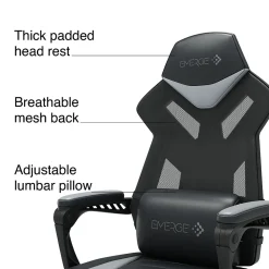 Gaming Chairs*Emerge Staples Vomax Bonded Leather Ergonomic Gaming Chair, Black/Gray (61364)