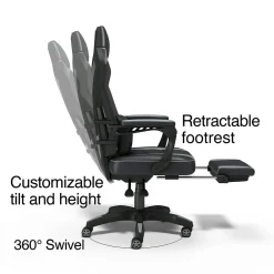 Gaming Chairs*Emerge Staples Vomax Bonded Leather Ergonomic Gaming Chair, Black/Gray (61364)