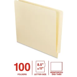 File Folders|Staples End Tab File Folder, Straight Cut, Letter Size, Manila, 100/Box (ST62570)