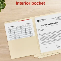 File Folders|Staples End Tab File Folder, Straight Cut, Letter Size, Manila, Reinforced Tab, 50/Box (ST62572)