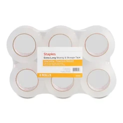 Discount Staples ® Extra-Long Moving and Storage Packing Tape, 1.88"W x 109 yds., Clear, 6 Rolls (52208/ST-A26-L6)