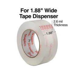 Discount Staples ® Extra-Long Moving and Storage Packing Tape, 1.88"W x 109 yds., Clear, 6 Rolls (52208/ST-A26-L6)