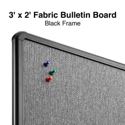 Bulletin*Staples Fabric Bulletin Board, Black Frame, 3' x 2' (ST61263)