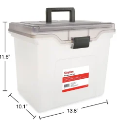 File Storage|Staples File Box File Portable Tote, Letter Size, Clear (140165/111112)