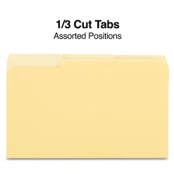 File Folders|Staples File Folder, 1/3-Cut Tab, Legal Size, , 100/Box (ST224576-CC) Yellow