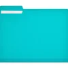 File Folders|Staples File Folder, 1/3-Cut Tab, Letter Size, Teal, 100/Box (ST62567)