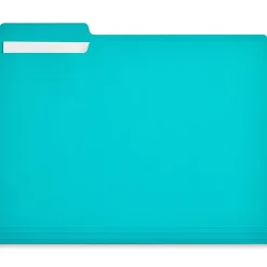 File Folders|Staples File Folder, 1/3-Cut Tab, Letter Size, Teal, 100/Box (ST62567)