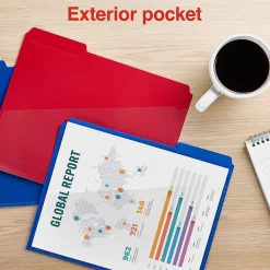 File Folders|Staples File Folder, 1/3-Cut Tab, Letter Size, Plastic, Assorted Colors, 30/Box (ST62541)