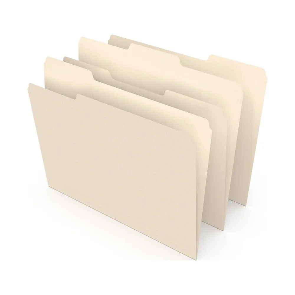 File Folders|Staples File Folder, 1/3-Cut Tab, Legal Size, Manila, 500/Carton (ST56680CT)