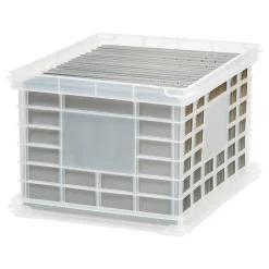 File Storage|Iris Staples® File Storage Plastic Crate, Letter/Legal Size, (STP-54269) Clear