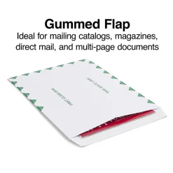 New Staples First Class EasyClose Catalog Envelopes, 10" x 13", White with Green Diamond Border, 100/Box (SPL486930)
