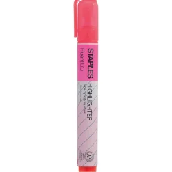 Highlighters|Staples ® Fluent LQ™ Highlighters, Pink, 12pk