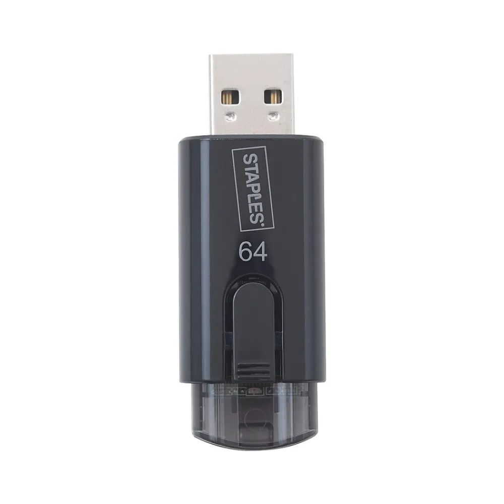 Online Staples 64GB USB 2.0 Type A Flash Drive, Black (27990)