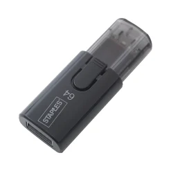 Online Staples 64GB USB 2.0 Type A Flash Drive, Black (27990)