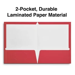 Pocket Folders|Staples Glossy 2-Pocket Paper Folder, , 10/Pack (13374-CC) Red