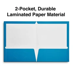 Pocket Folders|Staples Glossy 2-Pocket Paper Folder, , 10/Pack (13373-CC) Light blue