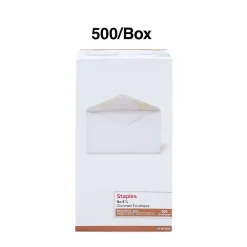 New Staples Gummed #6 Business Envelopes, 3 5/8