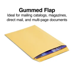 Discount Staples Gummed Kraft Catalog Envelopes, 7.5"L x 10.5"H, Brown, 100/Box (534719/17095)