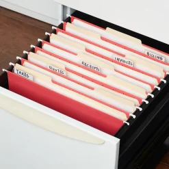 Hanging File Folders|Staples ® Hanging File Folders, 1/5-Cut Tab, Letter Size, , 25/Box (ST163535-CC) Red