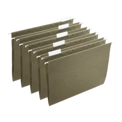 Hanging File Folders|Staples ® Hanging File Folders, 5-Tab, Letter Size, Standard Green, 250/Carton (ST116764CT)