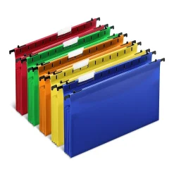 Hanging File Folders|Staples ® Hanging File Folder, 3.5" Expansion, Letter Size, Assorted, 5/Pack (TR36330/36330)