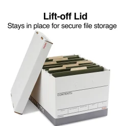 File Storage|Staples Heavy Duty File Box, Lift Off Lid, Letter/Legal, White (50142)