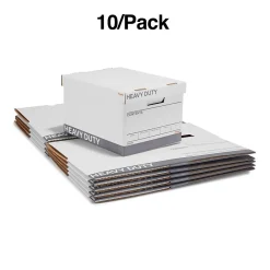 File Storage|Staples Heavy Duty File Box, Lift Off Lid, Letter/Legal, White (50142)