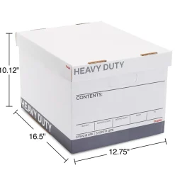 File Storage|Staples Heavy Duty File Box, Lift Off Lid, Letter/Legal, White/Gray, 12/Carton (TR59219)