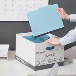 File Storage|Staples Heavy Duty File Box, Lift Off Lid, Letter/Legal, White/Gray, 12/Carton (TR59219)