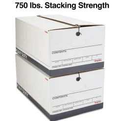 File Storage|Staples Heavy Duty File Box, String and Button Lid, Letter, White/Gray, 4/Pack (TR59222)