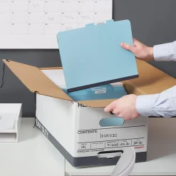 File Storage|Staples Heavy Duty File Box, String and Button Lid, Letter, White/Gray, 4/Pack (TR59222)