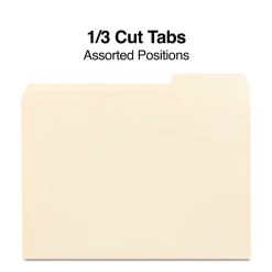 File Folders|Staples Heavy Duty File Folder, 1/3 Cut Tab, Letter Size, , 250/Box (TR56677) Manila
