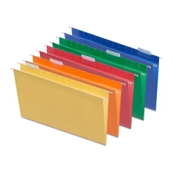 Hanging File Folders|Staples Heavy Duty Reinforced Hanging File Folders, 1/5-Cut Tab, Legal Size, Assorted Colors, 25/Box (ST18657-CC)
